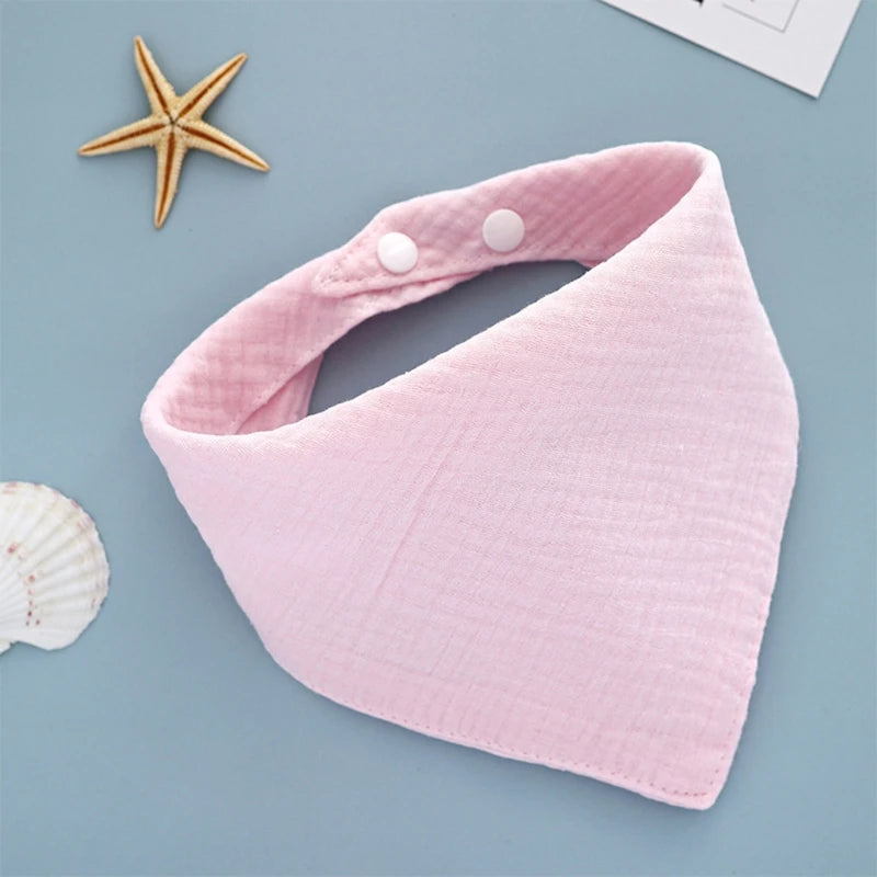 Cotton Gauze Scarf Baby Feeding Bibs with Snaps Soft Saliva Towel Burp Cloth Newborn Baby Bandana Triangle Scarf Shower Gifts