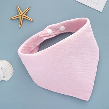 Cotton Gauze Scarf Baby Feeding Bibs with Snaps Soft Saliva Towel Burp Cloth Newborn Baby Bandana Triangle Scarf Shower Gifts