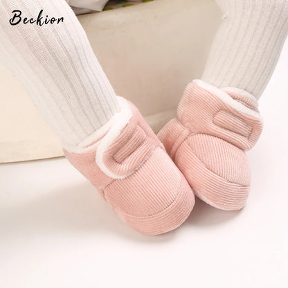 2023 Winter Boots Baby Boy Girl Booties Snow Soft-Sole Anti-Slip Warm Flat Infant First Walker Baby Crib Shoes Christmas