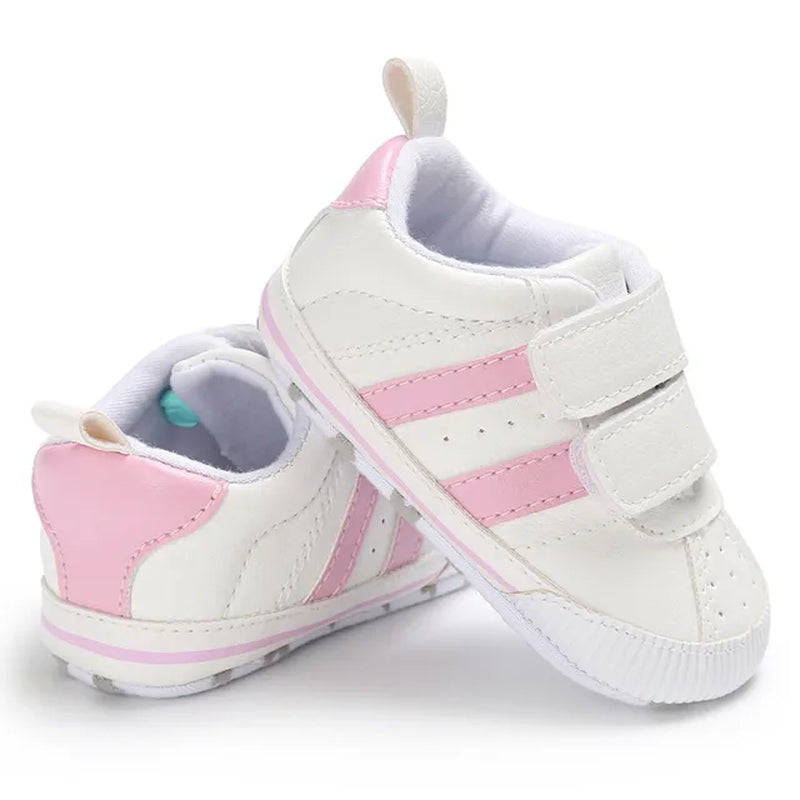 Newborn Infant Toddler Baby Boys Girls Shoes Crib Striped Soft Sole Hook Loop Prewalker Sneakers 0-18 Months