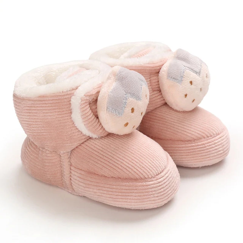 2023 Winter Boots Baby Boy Girl Booties Snow Soft-Sole Anti-Slip Warm Flat Infant First Walker Baby Crib Shoes Christmas