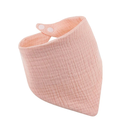 Cotton Gauze Scarf Baby Feeding Bibs with Snaps Soft Saliva Towel Burp Cloth Newborn Baby Bandana Triangle Scarf Shower Gifts