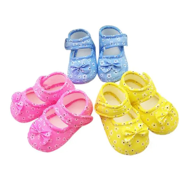 2021 Fashion Baby Shoes Luxury Kids Baby Bowknot Printing Newborn Cloth Shoes Bebes Zapatos Scarpe Da Bambina Eleganti