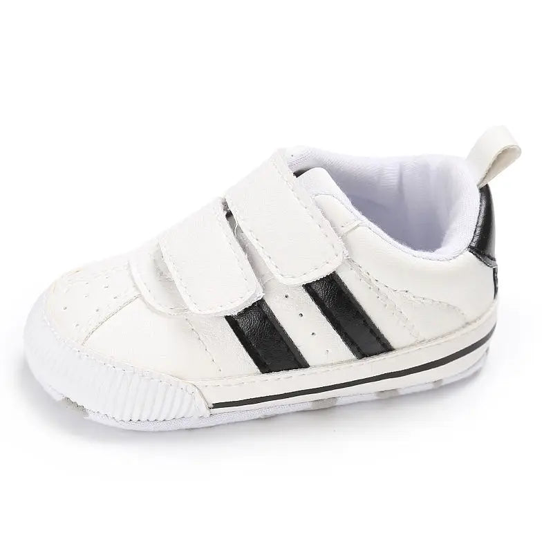 Newborn Infant Toddler Baby Boys Girls Shoes Crib Striped Soft Sole Hook Loop Prewalker Sneakers 0-18 Months