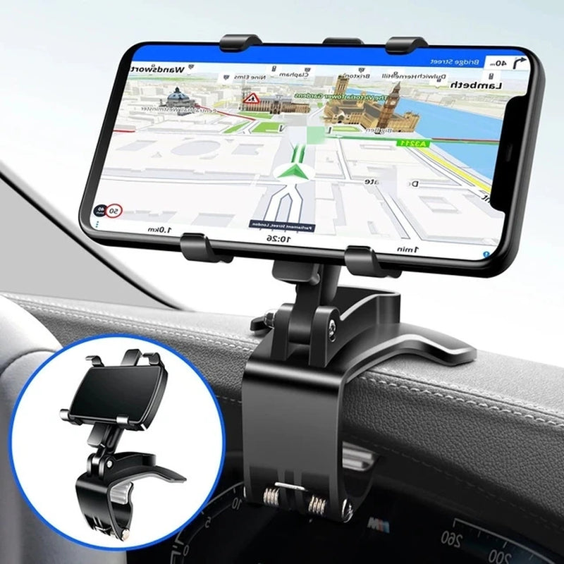 360° Car Rearview Mirror Phone Holder for Car Mount Phone and GPS Holder Support Rotating Adjustable Telescopic Phone Stand