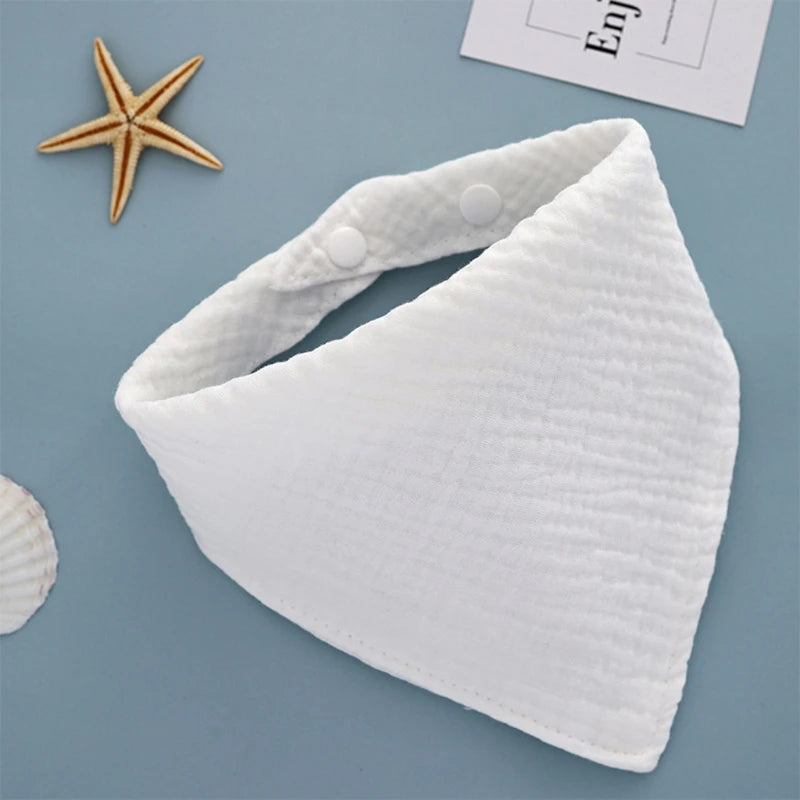 Cotton Gauze Scarf Baby Feeding Bibs with Snaps Soft Saliva Towel Burp Cloth Newborn Baby Bandana Triangle Scarf Shower Gifts