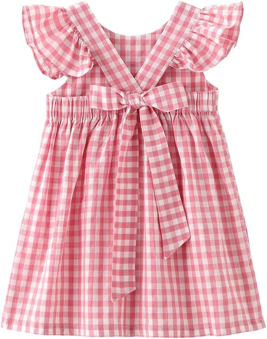 Baby Girl Dress Short Sleeves a Line Clothing Newborn Summer Playwear Infant Cotton Cute Woven Clothes