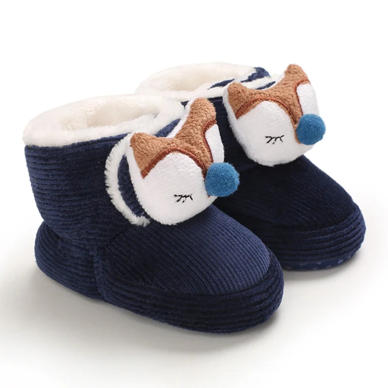 2023 Winter Boots Baby Boy Girl Booties Snow Soft-Sole Anti-Slip Warm Flat Infant First Walker Baby Crib Shoes Christmas