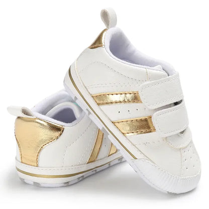 Newborn Infant Toddler Baby Boys Girls Shoes Crib Striped Soft Sole Hook Loop Prewalker Sneakers 0-18 Months