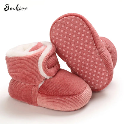 2023 Winter Boots Baby Boy Girl Booties Snow Soft-Sole Anti-Slip Warm Flat Infant First Walker Baby Crib Shoes Christmas