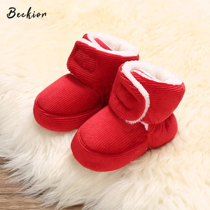 2023 Winter Boots Baby Boy Girl Booties Snow Soft-Sole Anti-Slip Warm Flat Infant First Walker Baby Crib Shoes Christmas