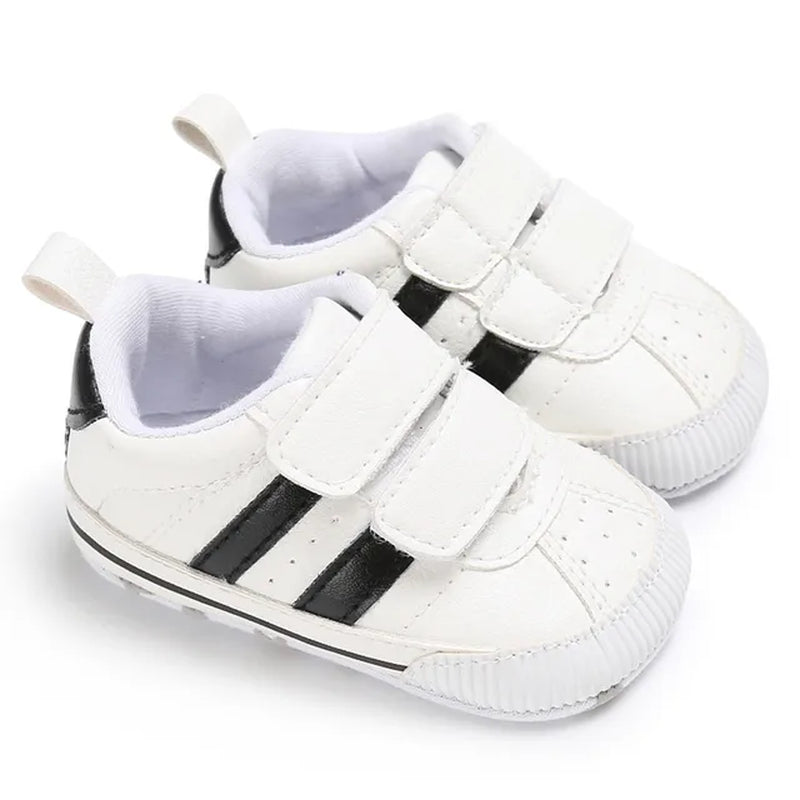 Newborn Infant Toddler Baby Boys Girls Shoes Crib Striped Soft Sole Hook Loop Prewalker Sneakers 0-18 Months