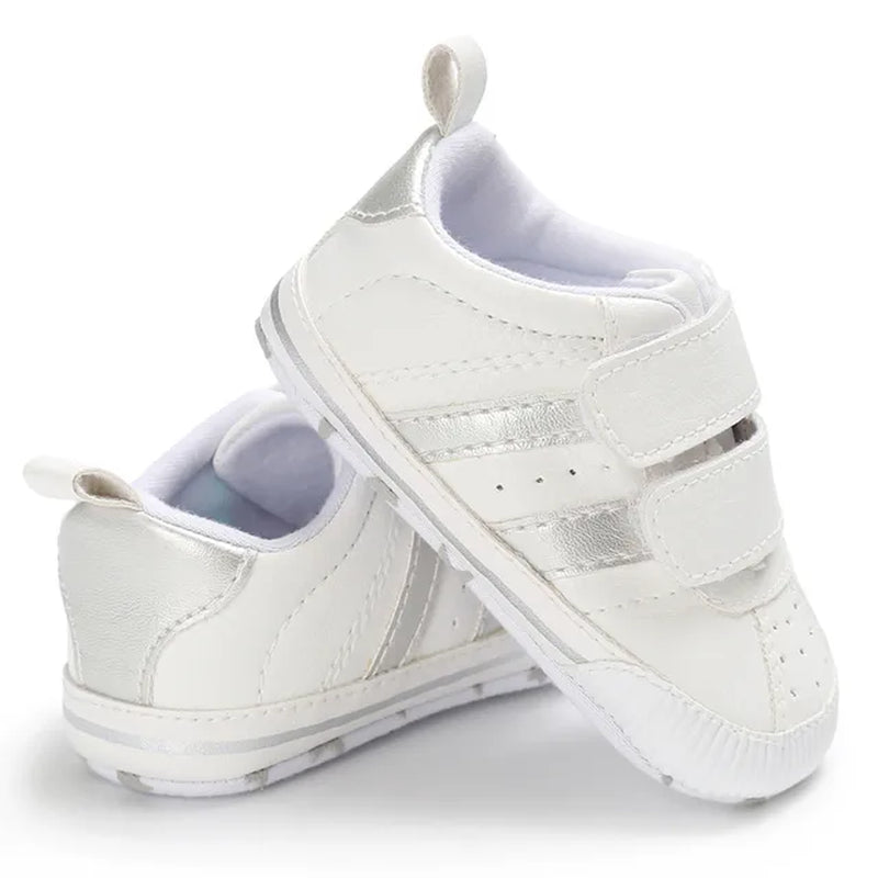 Newborn Infant Toddler Baby Boys Girls Shoes Crib Striped Soft Sole Hook Loop Prewalker Sneakers 0-18 Months