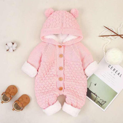 Newborn Baby Clothes Cardigan Hooded Rompers Autumn Winter Girl Boy Fashion Infant Costume Kids Toddler Cashmere Knit Jumpsuit