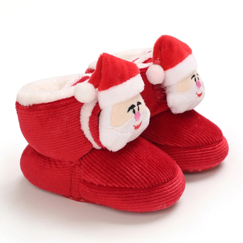 2023 Winter Boots Baby Boy Girl Booties Snow Soft-Sole Anti-Slip Warm Flat Infant First Walker Baby Crib Shoes Christmas