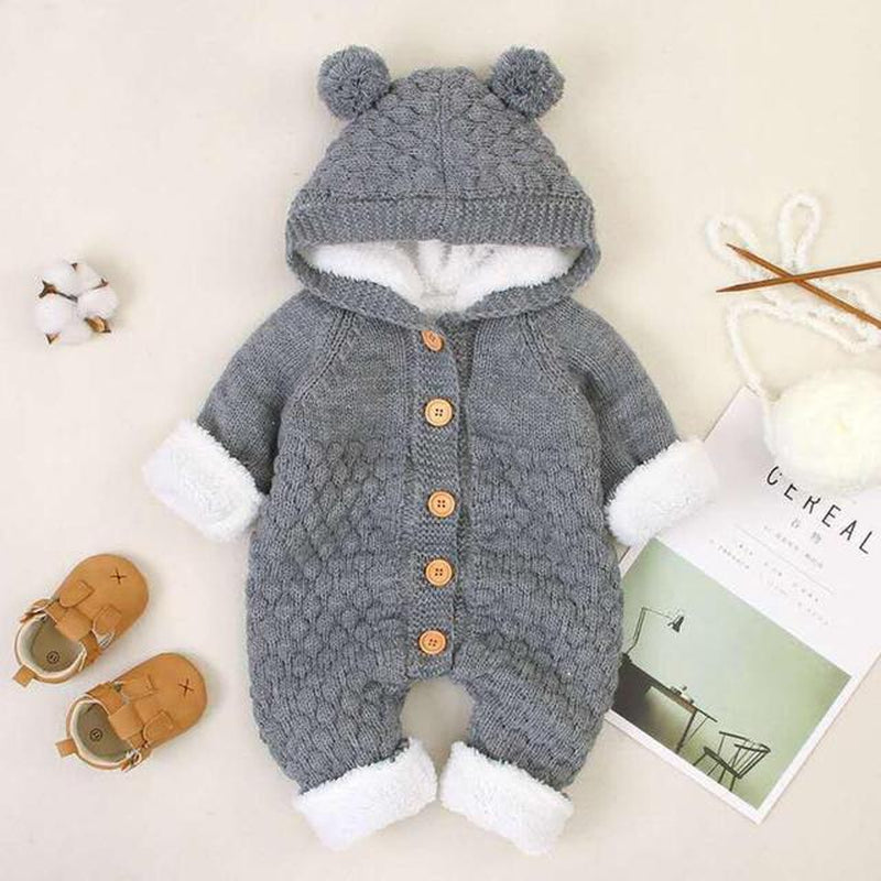 Newborn Baby Clothes Cardigan Hooded Rompers Autumn Winter Girl Boy Fashion Infant Costume Kids Toddler Cashmere Knit Jumpsuit