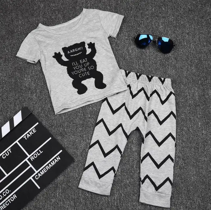 New Summer Baby Boy Clothes Kids Clothes Sets T-Shirt+Pants Suit Clothing Set Cartoon Printed Clothes Newborn Sport Suits