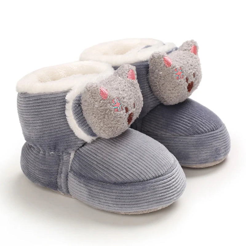 2023 Winter Boots Baby Boy Girl Booties Snow Soft-Sole Anti-Slip Warm Flat Infant First Walker Baby Crib Shoes Christmas