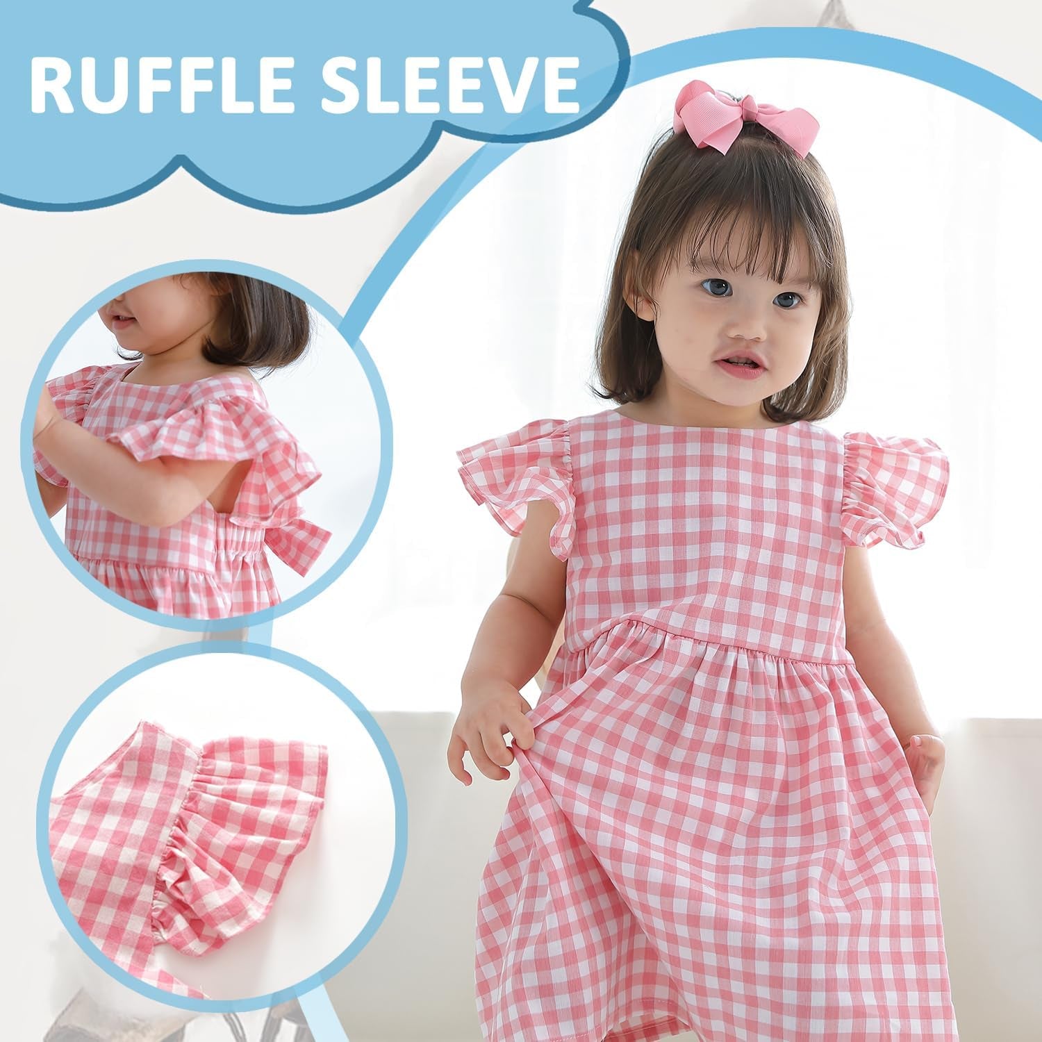 Baby Girl Dress Short Sleeves a Line Clothing Newborn Summer Playwear Infant Cotton Cute Woven Clothes