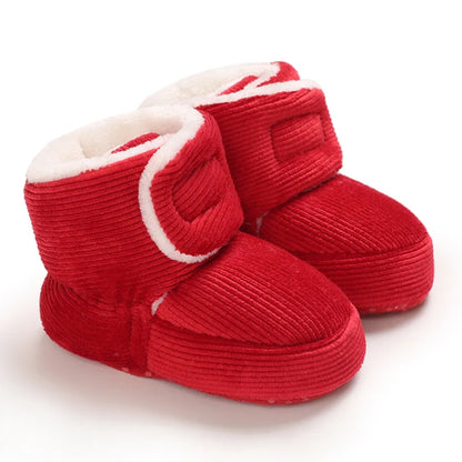 2023 Winter Boots Baby Boy Girl Booties Snow Soft-Sole Anti-Slip Warm Flat Infant First Walker Baby Crib Shoes Christmas