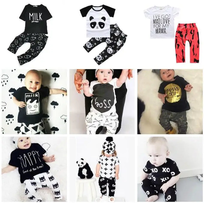 New Summer Baby Boy Clothes Kids Clothes Sets T-Shirt+Pants Suit Clothing Set Cartoon Printed Clothes Newborn Sport Suits